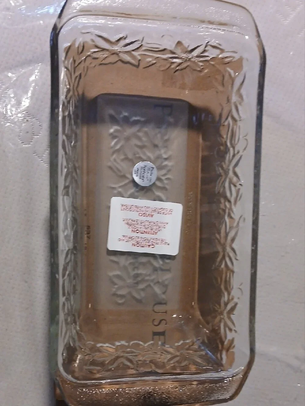 Princess House Clear Glass Loaf Pan with Fantasia Pattern NIB 537